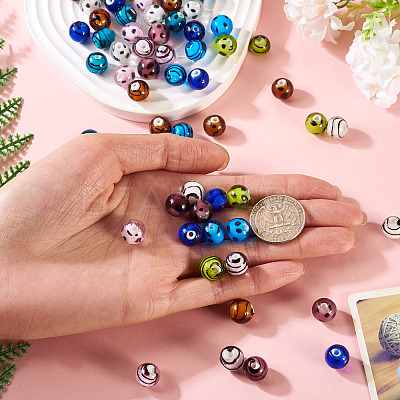 64Pcs 16 Styles Handmade Lampwork Beads LAMP-TA0001-59B-1
