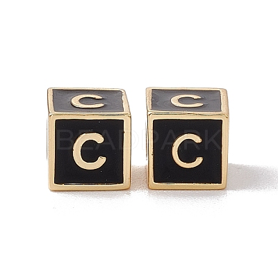 Rack Plating Brass Enamel Beads KK-B060-04G-01C-1