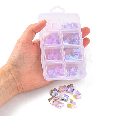 32Pcs 8 Style Pointed Back Electroplate Faceted Glass Pendants EGLA-YW0001-40-1