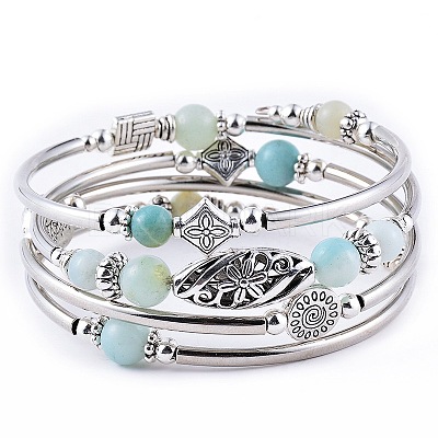 Bohemian Multi-Layered Natural Agate Wrap Bracelet Women's Jewelry LS-MV3343-5-1