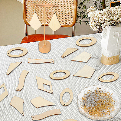 DIY Wooden Dangle Earring Making Kits DIY-SP0005-04-1