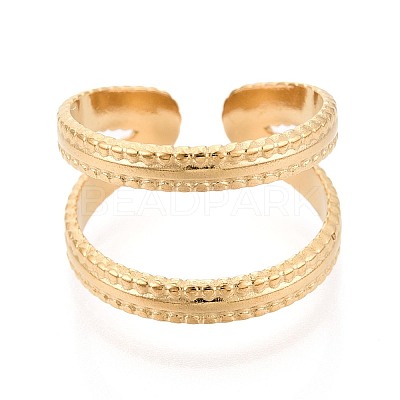 Adjustable Ion Plating(IP) 304 Stainless Steel Cuff Rings for Women RJEW-N052-25G-1