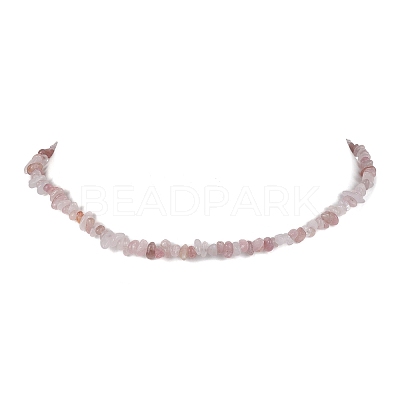 Natural Rose Quartz Chip Beaded Necklace NJEW-JN04615-03-1