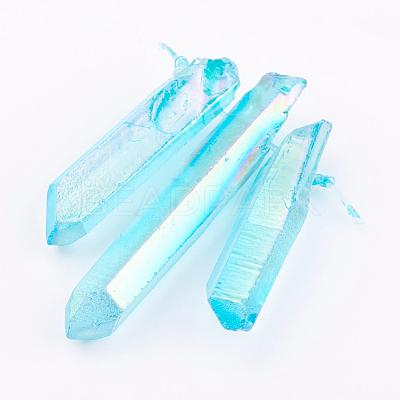Electroplated Natural Quartz Crystal Graduated Beads Strands G-P315-A07-1