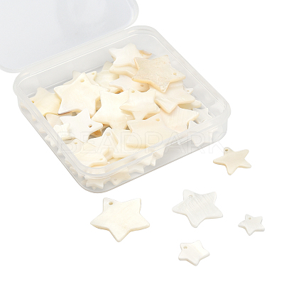 50Pcs 5 Style Freshwater Shell Pendants SHEL-CJ0001-22-1