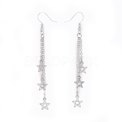 Brass Tassel Dangle Earrings EJEW-JE03303-1