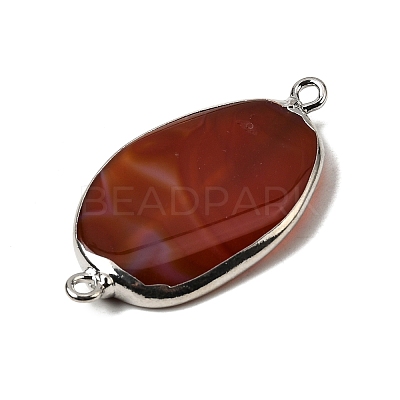 Natural Agate(Dyed & Heated) Oval Links Connector Charms G-P614-06P-04-1