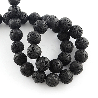 Natural Lava Rock Gemstone Round Bead Strands G-R285-8mm-06-1