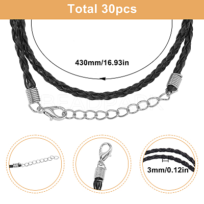 30Pcs Trendy Braided Imitation Leather Necklace Making NJEW-SC0001-31-1