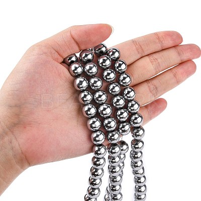 Non-Magnetic Synthetic Hematite Beads Strands X-G-S096-10mm-3-1