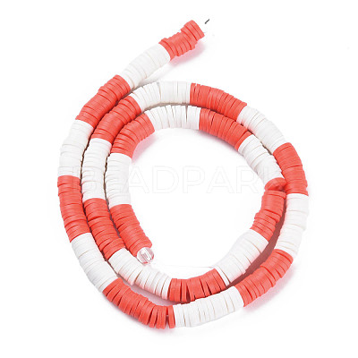 Fixed 2 Color Handmade Polymer Clay Bead Strands CLAY-S096-029M-1