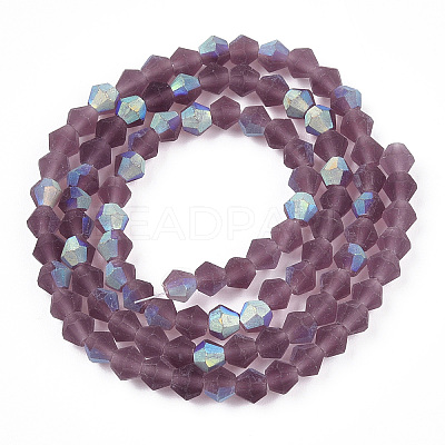 Imitate Austrian Crystal Bicone Frosted Glass Beads Strands GLAA-F029-TM4mm-A04-1