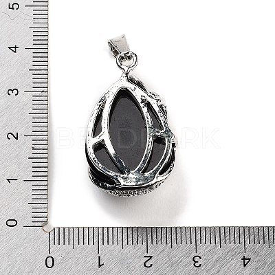 Natural Obsidian Teardrop Pendants G-G112-03P-12-1