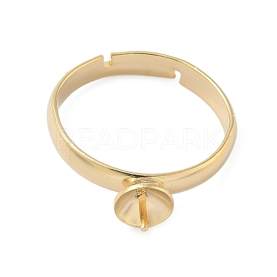 Adjustable Brass Cup Peg Ring Settings For Half-drilled Beads KK-K414-02B-G-1