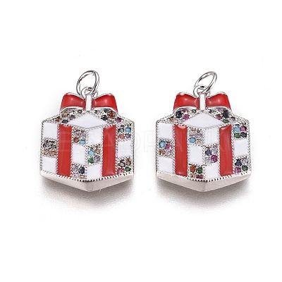 Brass Cubic Zirconia Pendants ZIRC-I028-01P-1