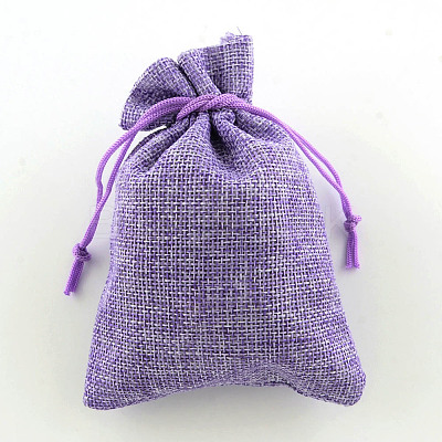 Polyester Imitation Burlap Packing Pouches Drawstring Bags X-ABAG-R004-14x10cm-08-1