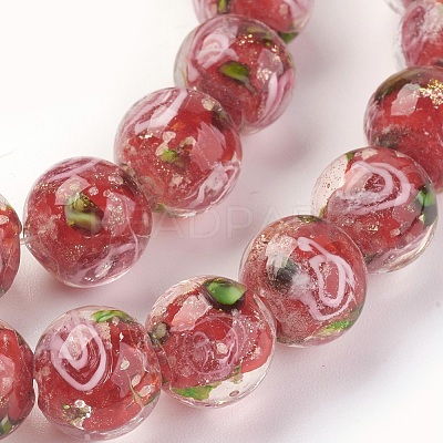 Handmade Gold Sand Lampwork Beads Strands LAMP-P051-D01-1