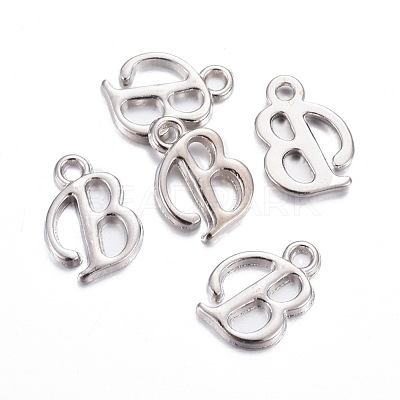 Platinum Plated Alloy Letter Pendants PALLOY-J718-01P-B-1