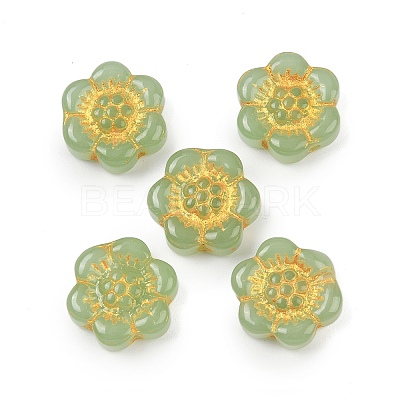Baking Paint and Golden Metal Enlaced Glass Beads DGLA-T004-10C-1