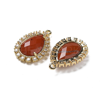 Natural Red Jasper Faceted Teardrop Pendants G-I375-01G-07-1