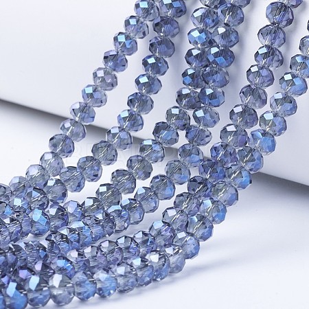 Electroplate Transparent Glass Beads Strands EGLA-A034-T6mm-Y04-1