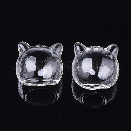 Handmade Kitten Blown Glass Globe Beads X-BLOW-T001-31-1