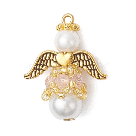 Pearlized Glass Pearl & Glass Pendants PALLOY-MZ00978-07-1