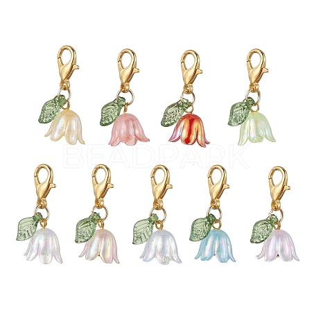 Lily Acrylic Pendant Decorations HJEW-JM01890-02-1