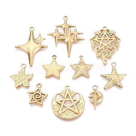 10Pcs 304 Stainless Steel Pendants STAS-T075-19G-1