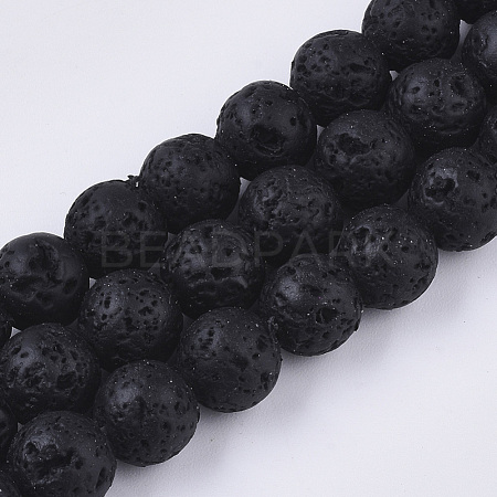 Spray Painted Natural Lava Rock Beads Strands G-N0324-D-01-1