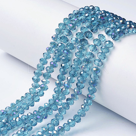 Electroplate Transparent Glass Beads Strands EGLA-A034-T8mm-F17-1