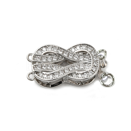 Brass Micro Pave Clear Cubic Zirconia Box Clasps KK-E084-28P-1