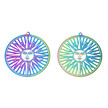 Ion Plating(IP) 201 Stainless Steel Filigree Big Pendants X-STAS-S118-079-1