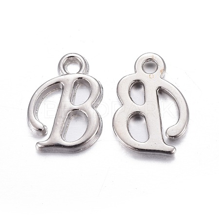 Platinum Plated Alloy Letter Pendants PALLOY-J718-01P-B-1