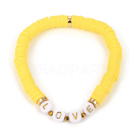 Handmade Polymer Clay Heishi Beads Stretch Bracelets BJEW-JB05306-04-1