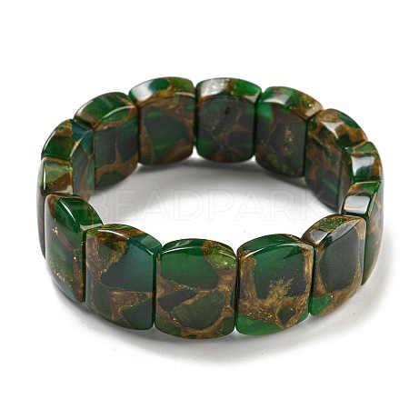 Synthetic Rectangle Gold Clinquant Stone Stretch Bracekets G-P549-01D-1