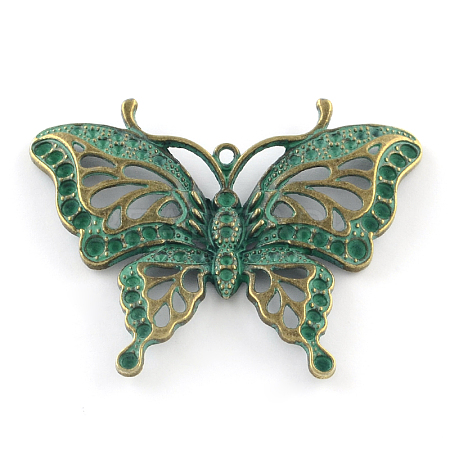 Zinc Alloy Butterfly Pendants Rhinestone Settings PALLOY-R065-011-LF-1