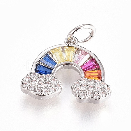 Brass Micro Pave Cubic Zirconia Pendants X-ZIRC-G166-26P-1