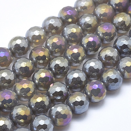 Electroplated Natural Agate Beads Strands G-O164-01A-8mm-1