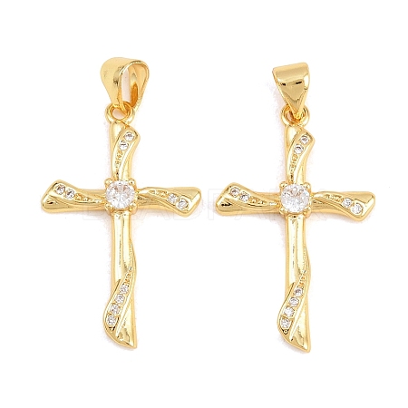 Easter Brass Micro Pave Clear Cubic Zirconia Pendants ZIRC-F148-14I-G-1