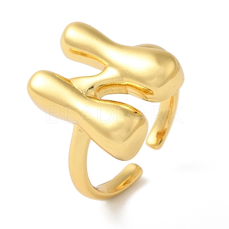 Initials Brass Open Cuff Ring for Women RJEW-N046-02N-G-1