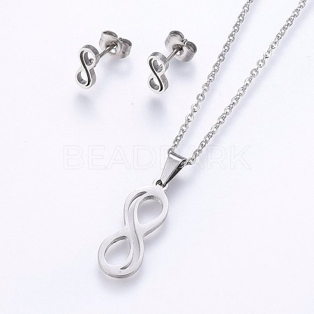 Tarnish Resistant 304 Stainless Steel Jewelry Sets SJEW-O090-10P-1