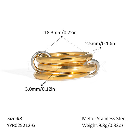 Stainless Steel Interlocking Stackable Rings for Women UZ3433-3-1