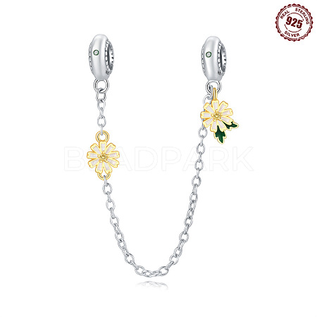 1Pc 925 Sterling Silver Crystla Rhinestone Sun Moon Charm European Safety Chains STER-HS0001-23-1