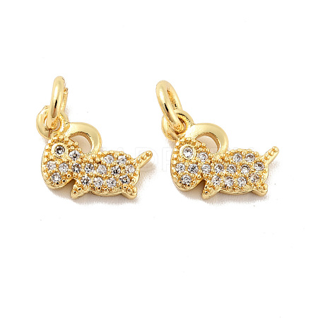 Sheep Brass Micro Pave Clear Cubic Zirconia Charms KK-G425-12G-1