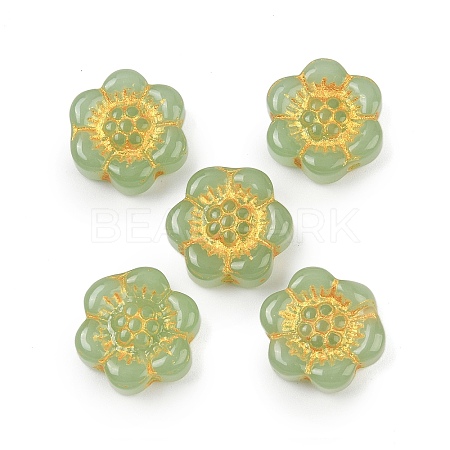 Baking Paint and Golden Metal Enlaced Glass Beads DGLA-T004-10C-1