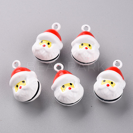 Christmas Baking Paint Brass Bell Pendants KKB-S002-007-1