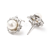 ABS Imitation Pearl Beaded Flower Stud Earrings EJEW-P213-11P-2