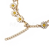 Enamel Daisy Flower Link & Satellite Chains Double Layer Multi-strand Bracelet BJEW-G669-09G-3