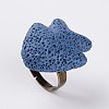 Adjustable Fish Lava Rock Gemstone Finger Rings RJEW-I015-11-1